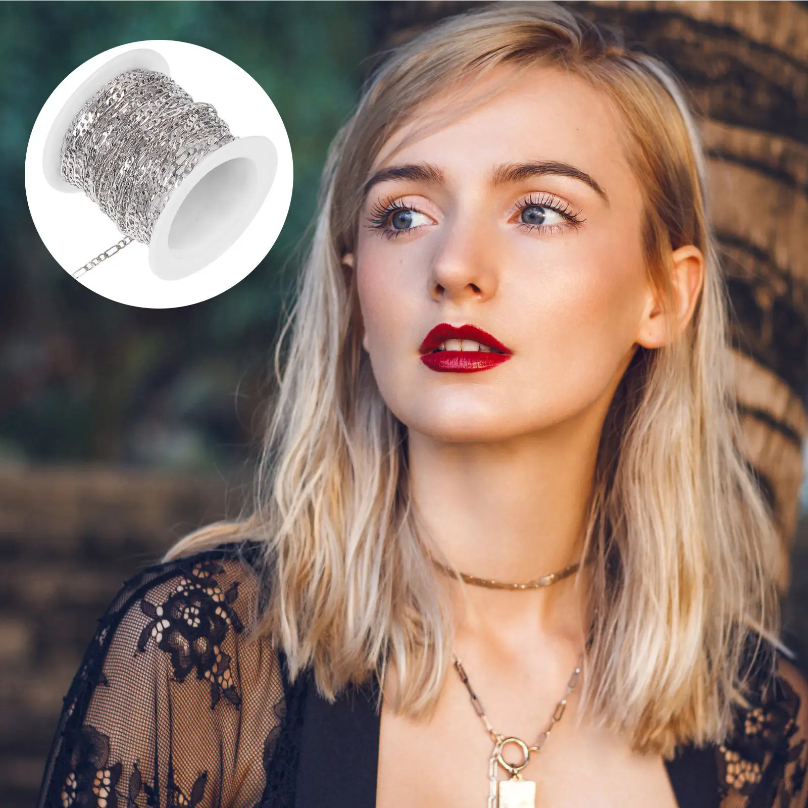 

DIY Jewelry Chain Chain Roll for Necklace Making Eyeglass Chains Bracelets Craft Projects Fade Resistant Smooth