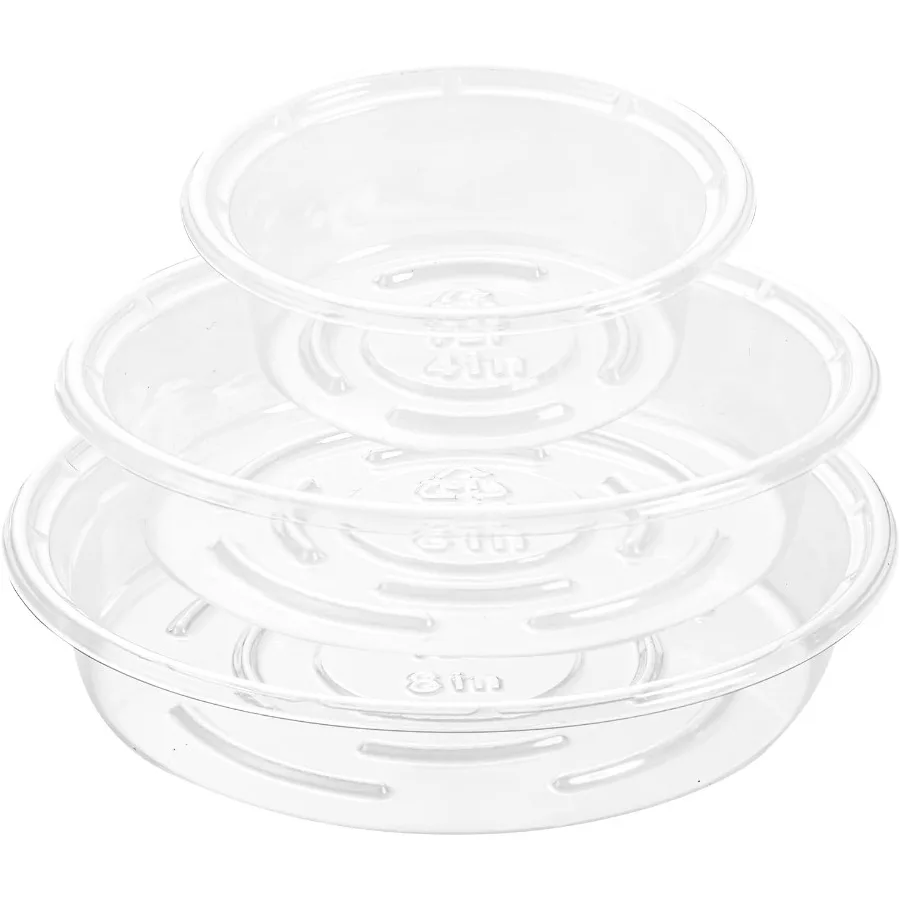 

Блюдце для растений, 30 упаковок, лотки для растений для горшков, 4, 6, 8 дюймов, пластиковые блюдца для растений на открытом воздухе и в помещении, прозрачные подносы для капель для горшков