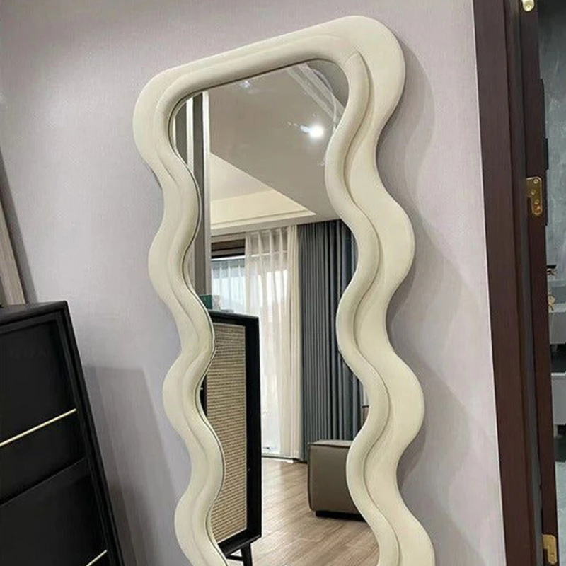 Velvet comfortable dressing mirror cream wind wavy full-length mirror creative porch floor mirror home