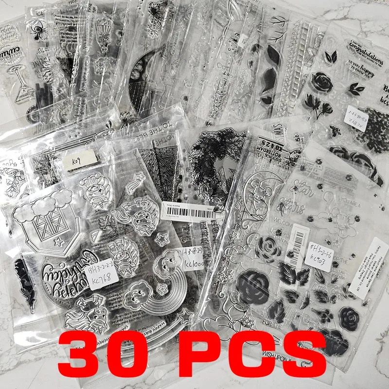 Random Mixed 15x20cm 10/20/30pcs Clear Stamp DIY Scrapbooking Supplies Silicone Stamp For Card Making Albums Crafts