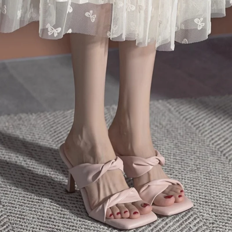 2024 High Heel Sandals Fashionable Elegant Comfortable Square Head Slim Heel Sandals for Women