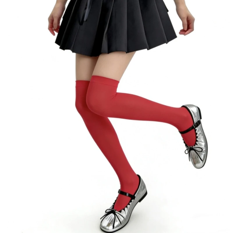 Lolita Socks Dopamine Candy Color Thigh High Stockings Japanese Fashion JK Cos Thin Velvet Soft High-elastic Overknee Long Socks