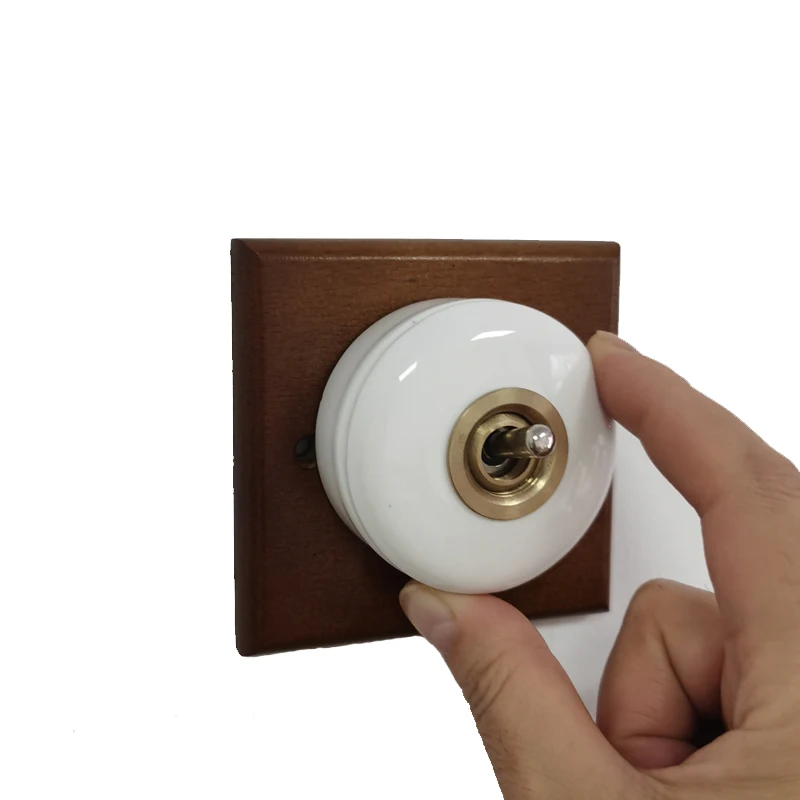 Vintage Retro Led Metal Lever Creative Black White Simple Decorate Round Ceramic Porcelain Toggle Switch Light