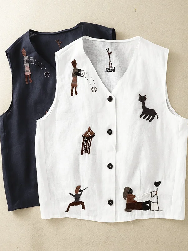 

Korean Sle Embroidered Vest Top Women's Summer 2025 New Faion Svel V-Ne Tank Top Outerwear Trendy Floral Pattern