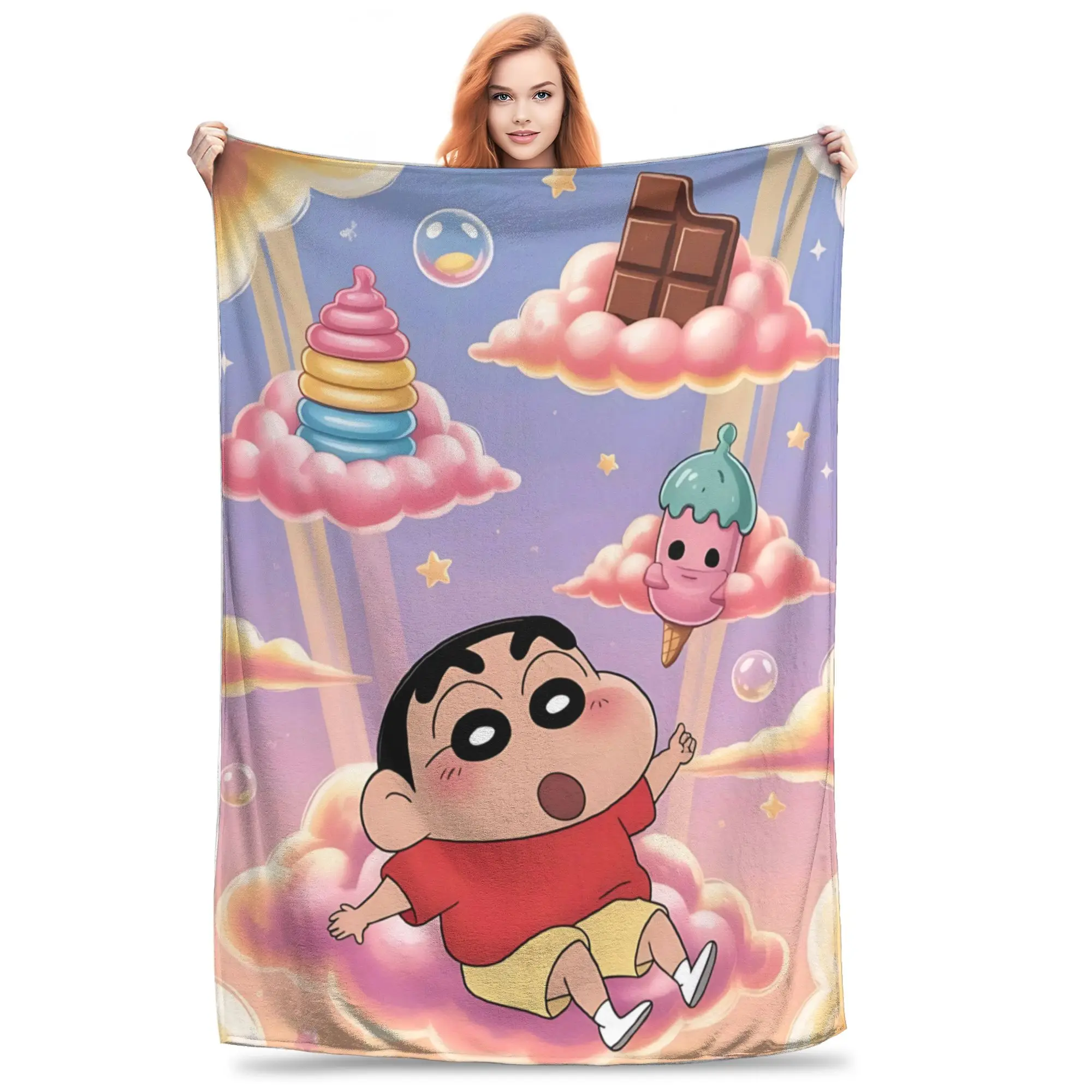1PC Crayon Shin chan‌s  Winter Blankets for Adults Bedding Home Interior Sofa Knee