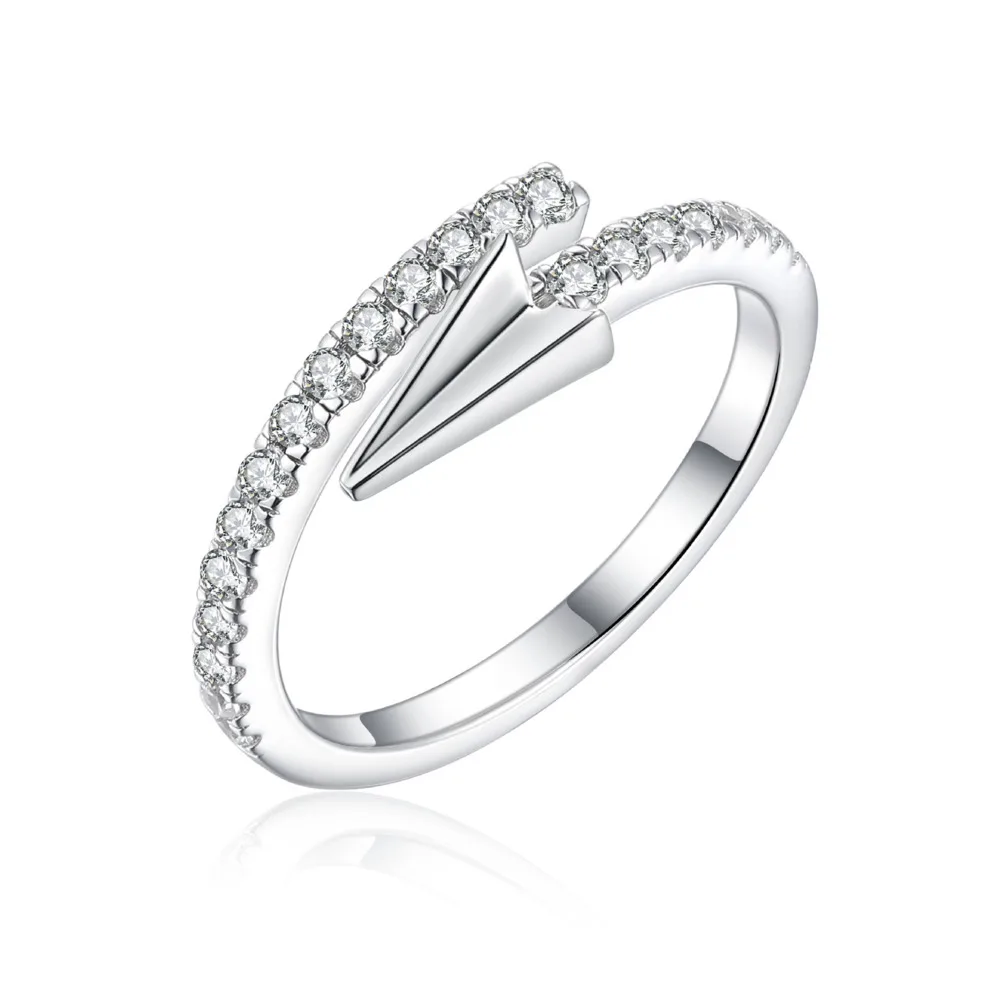 Arrow Open Band Ring Paved Shiny Cubic Zirconia Stackable Minimalist Fine Jewelry For Women Daily Party Gift