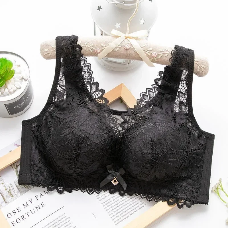 Bras For Women Large Size Sexy Seamless Underwear Ladies Gather Breathable Big Breasts Adjustable Without Steel Ring Lace Bras