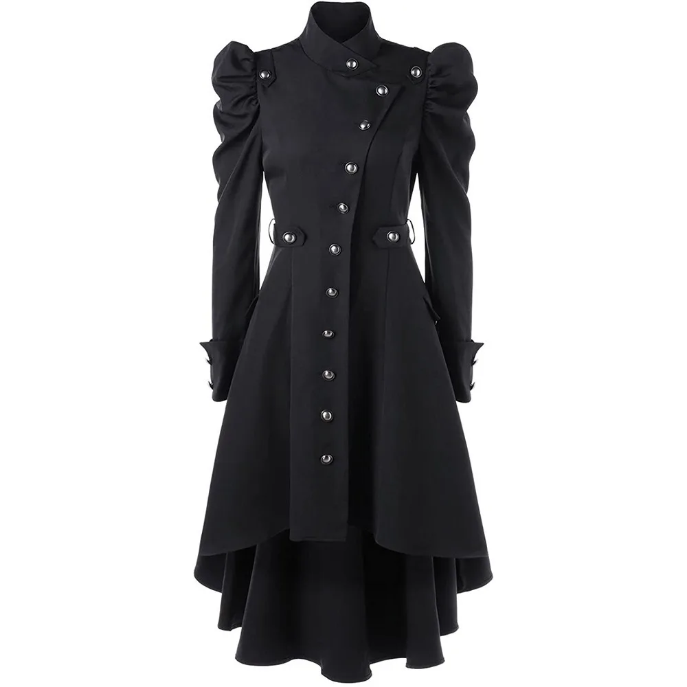 

Medieval British Style Stand Collar Slim Fit Womens Cosplay Coat Retro Elegant