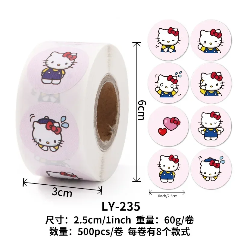 500pcs Sanrio Stickers Kawaii Anime Hello Kitty Kuromi Cinnamoroll Roll Stickers Cute Cartoon Reward Sticker Kids Birthday Gifts