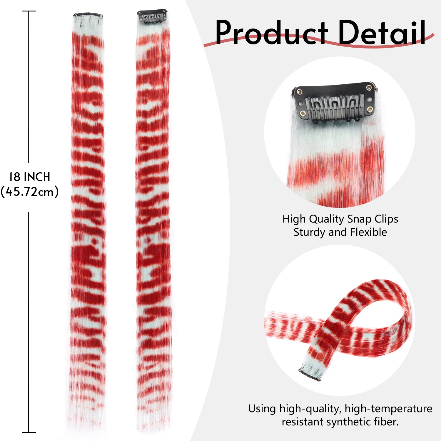 1pcs 18inch synthetic clip in striped hair extensions feather hair colorful hairpieces for women girls cosplay party hollaween