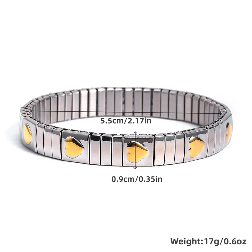 سوار عتيق من الفولاذ المقاوم للصدأ للسيدات ، سوار مرن بسيط على شكل قلب ، إكسسوارات مجوهرات عالية ، هدية حفلات ، اتجاه الموضة ، 316L #6