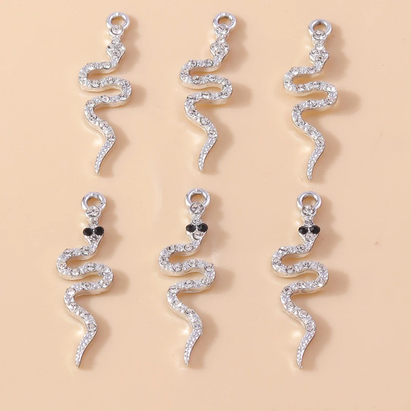 Leslie 10 Stück 9*32mm Exquisite Zirkon-Kristall-Schlangenanhänger für DIY Handgemachte Ohrringe, Armbänder, Halsketten, Anhänger, Schmuckherstellung – Detail 5