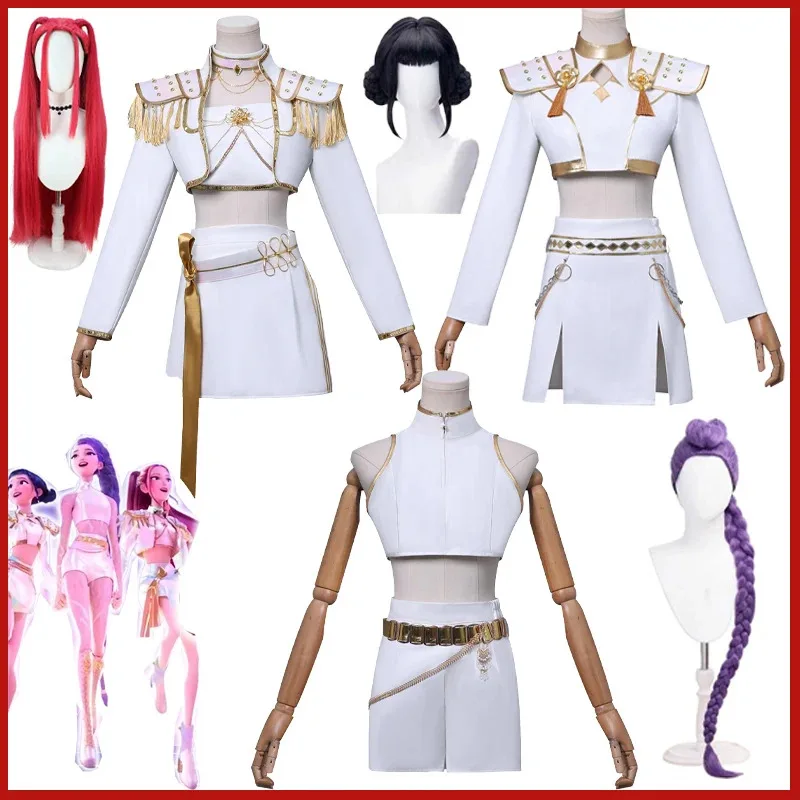 

lili 123Movie Kpop Demon Hunters Huntrix Cosplay Costume Anime Zoey Rumi Mira Korea Idol Stage Carnival Party Sexy White Un