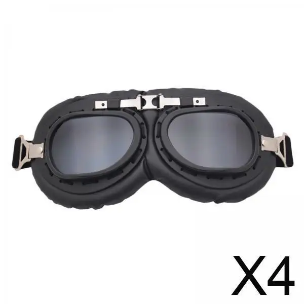 

4xMotorcycle Goggles Vintage Dust-Proof Fit for Touring Racer Gray