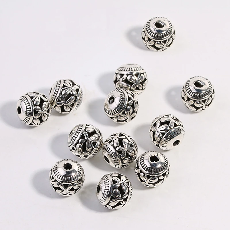 Juya 20 sztuk/partia Hurtownia Antyczne Złoto/Srebro Platerowane 10mm Ażurowe Ozdobne Koraliki do DIY Robótek Ręcznych, Koralikowania i Tworzenia Biżuterii — zdjęcie 5