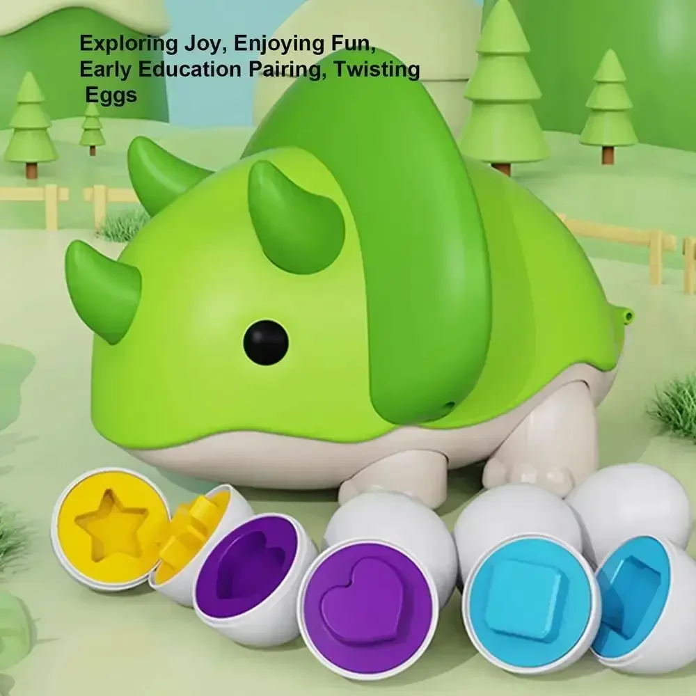 

Children's Toys Dinosaur Twisted Egg Storage Box Triceratops Shape Matching Color Recognition Baby Infant Early Learning Toy