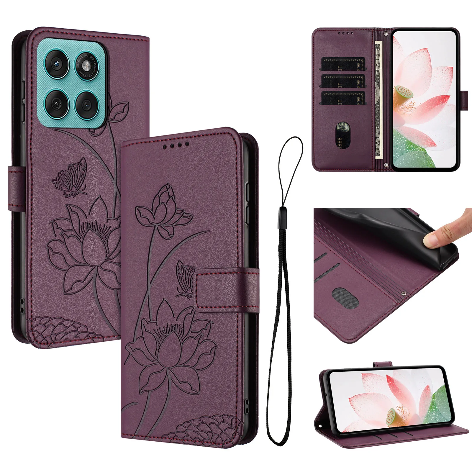 Flower Phone Wallet Case Book Stand For Motorola Moto Edge 60 50 Pro Fusion 40 50 Neo 60 Stylus Leather Protect Cover Funda
