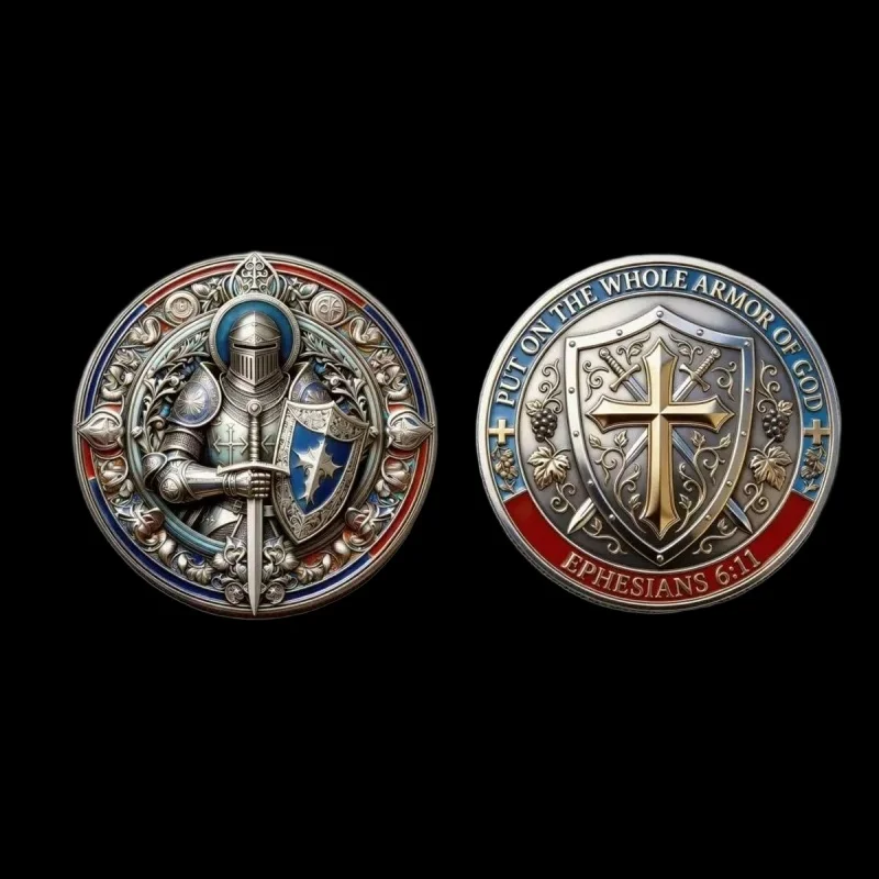 Medieval Knight Commemorative Coin Vintage Metal Craft Relief Templar Souvenir Gift for History Lovers Gifts between Brothers