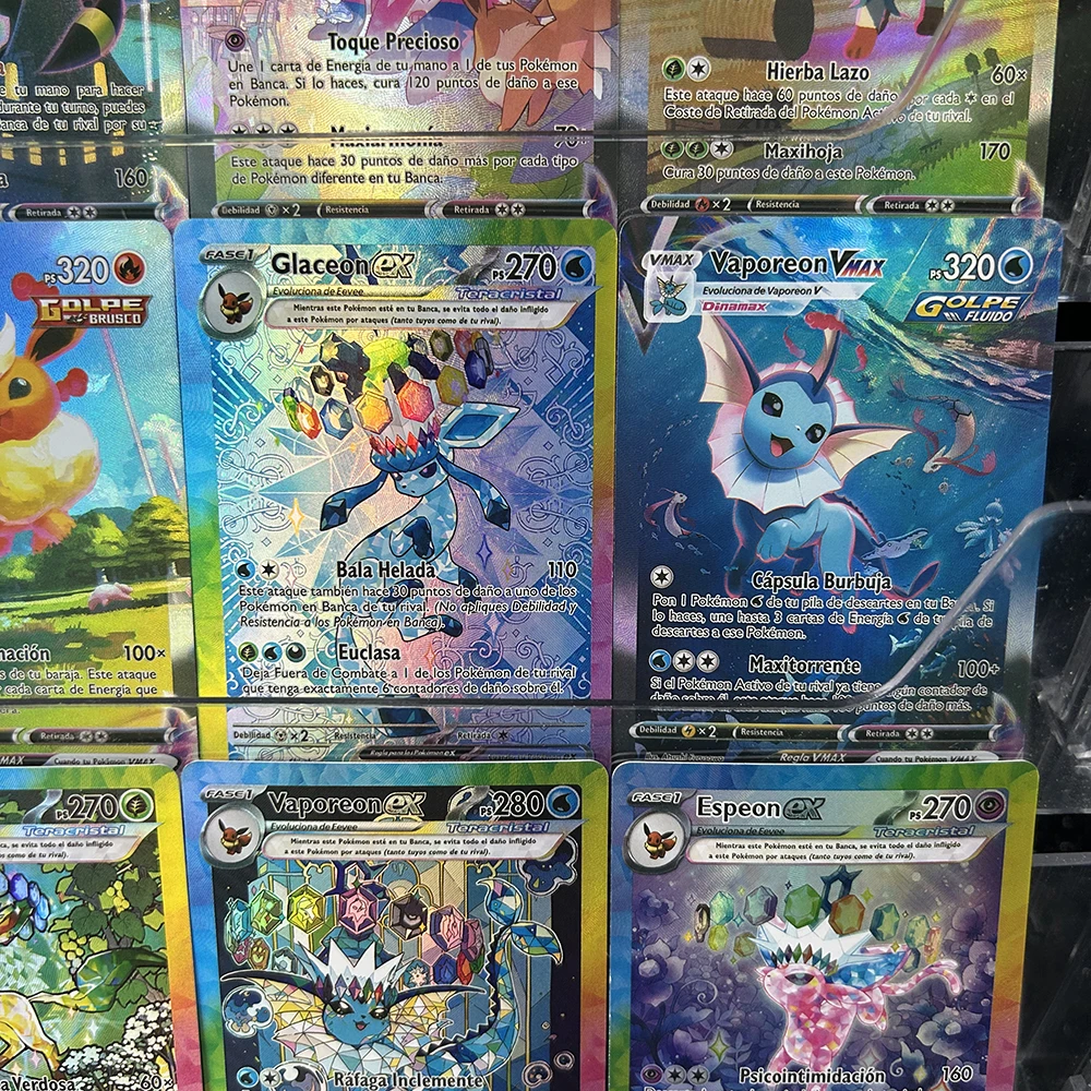 

17Pcs Spanish DIY Cartoon PTCG TCG Collection Card SV8a Umbreon Moon Mirage Sylveon Leafeon Espeon Card Refractive Color Flash