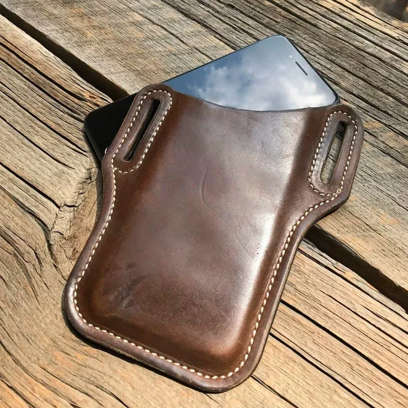 1-10 Pieces Outdoor Scratch-resistant Storage Case Men's Tactical Leather Phone Case Travel and Hiking Belt Bag Wallet image 5
