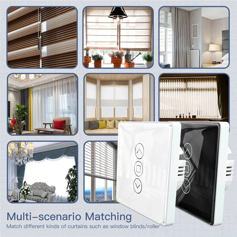 

FAST-Tuya Wi-Fi RF433 2,5D дуговой переключатель для штор, стеклянная сенсорная панель для рулонных жалюзи, переключатель умного приложения, беспроводной Alexa