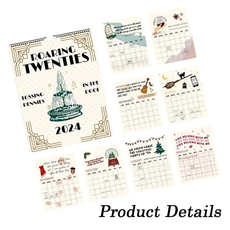 Calendar 2024 Roaring Twenties Calendar 12 Monthly Wall Calendar Wall Hanging Calendar Planner For Easy Organizing Easy Install