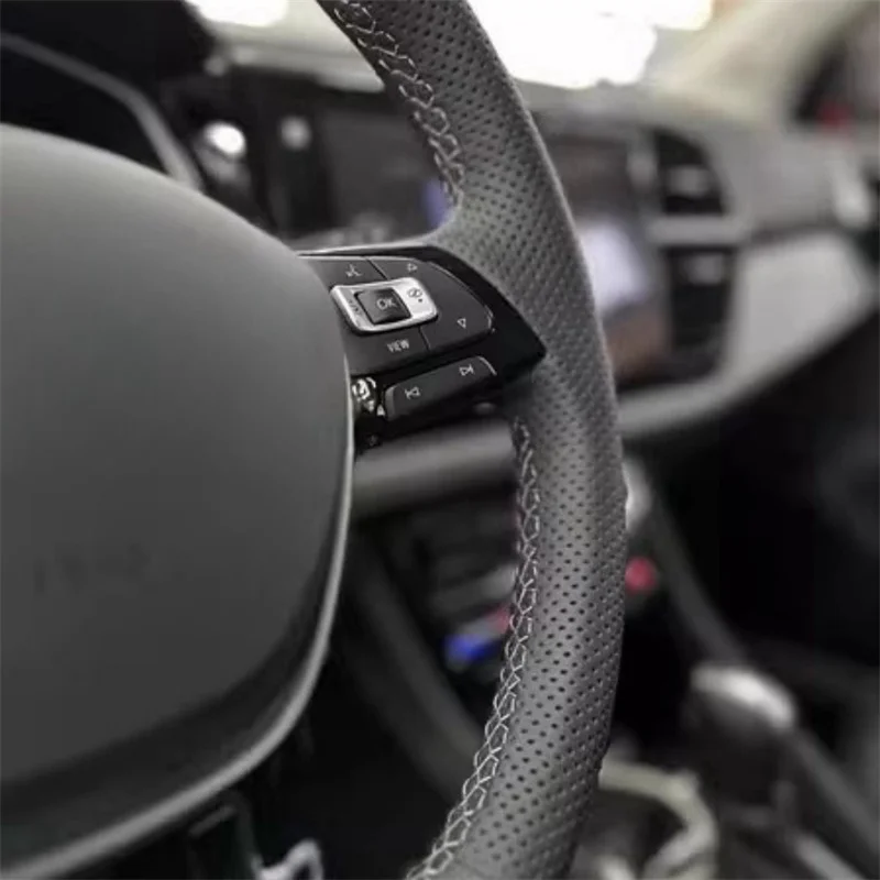 Customize DIY Black Dermis Leather Car Steering Wheel Cover For Volkswagen Scirocco GTI Sagitar B8 Car Interior Accessories