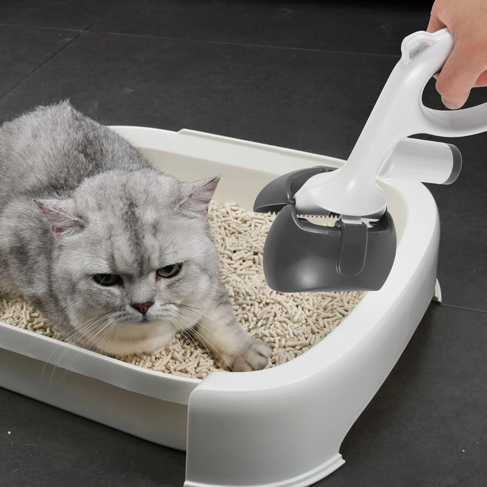 

Plastic Dog Poop Scooper Wear Resistant Litter Picker for Large Dogs Convenient H Pooper Scooper Gray Easy Clean Pet Supplies