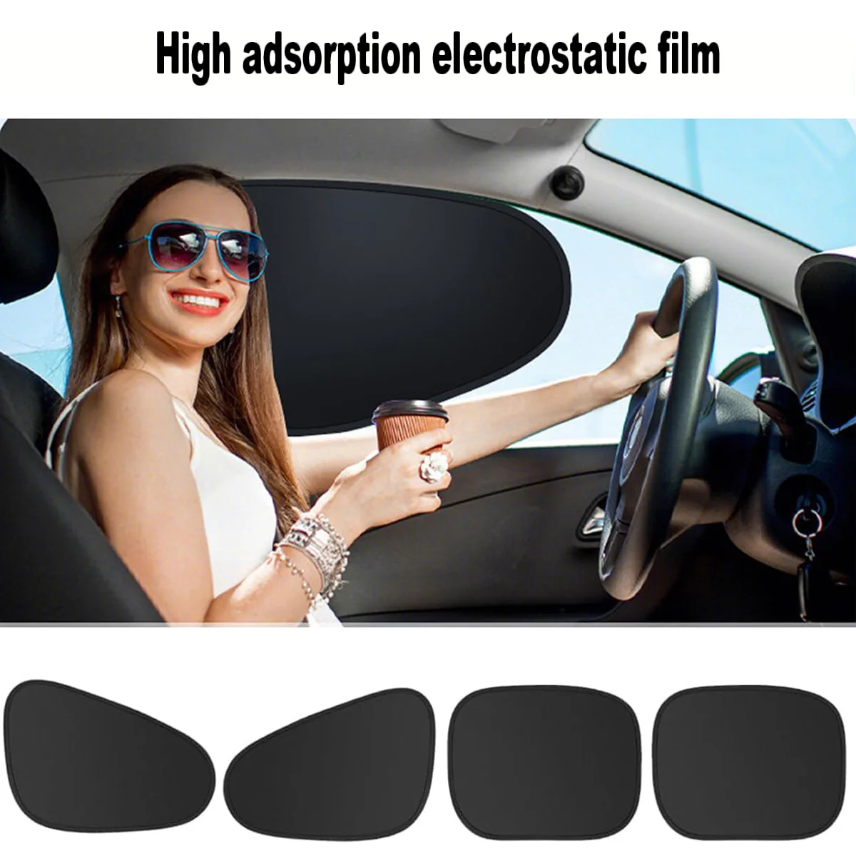 Summer Electrostatic Sun Visor for Car Side Window 4-Layer Sun Shade Curtains Anti-Glare 99.99% UV-Blocker Auto Internal Parts