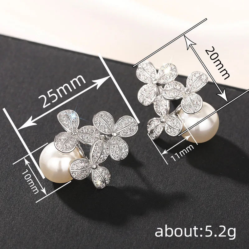 Huitan Luxuriant Flowers Earrings with Imitation Pearl Exquisite New Earrings for Women Wedding Party Temperament Female Jewelry