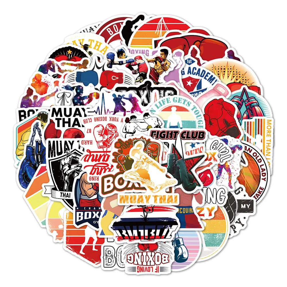 10/30/50pcs Boxing Cartoon Graffiti Sticker Fight Decoration Car Guitar Luggage Kids Toys Phone Laptop Decal Decor Sticker