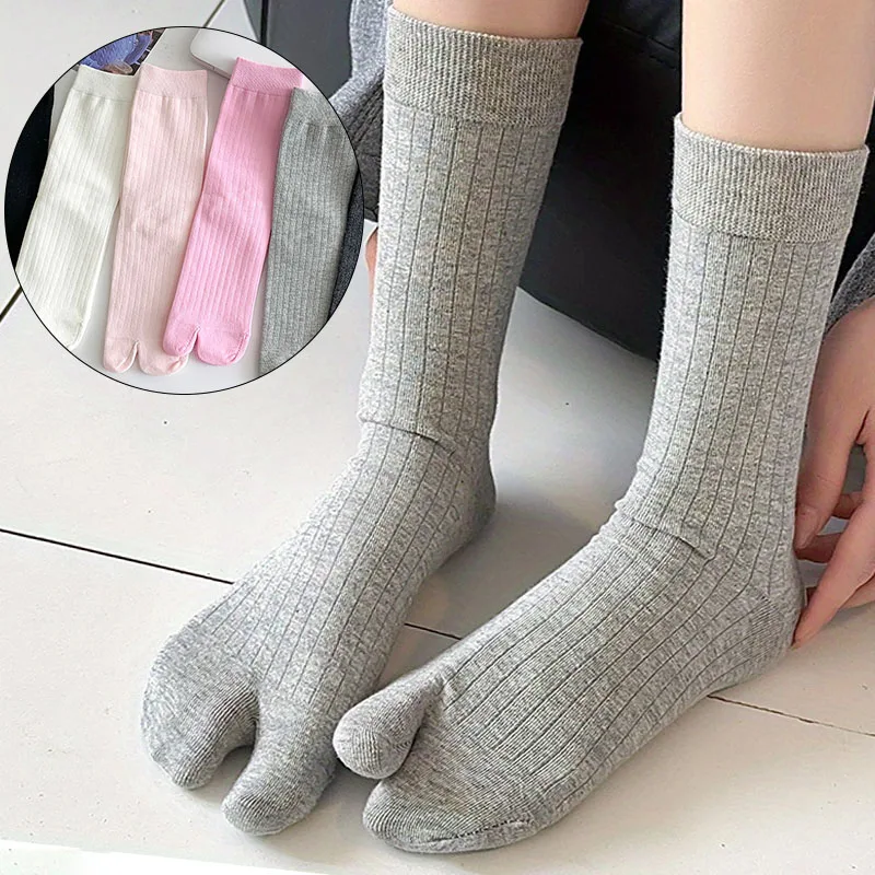 3pairs Women Casual Split Two Toe Sock Elastic High Quality Soft Comfortable Fashionable Japanese Tabi Flip Flops Sports Sock