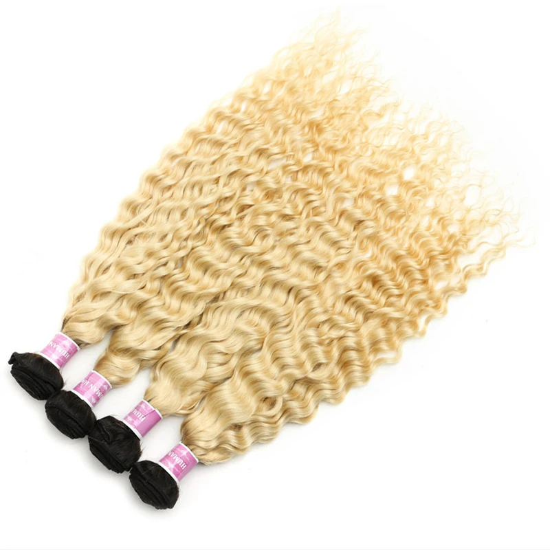 Diva Me 1B 613 Blonde Ombre Deep Wave Bundles mit Verschluss 8–30 Zoll brasilianisches Remy Haar 2 3 4 Bundles mit 4x4 Spitzenverschluss – Detail 13