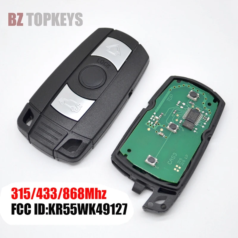 BZTOPKEYS Remote fob 315/433/868Mhz ID46 Chip KR55WK49127 non-keyless go for BMW 3 5 series E36 E87 E90 E91 semi-smart car key