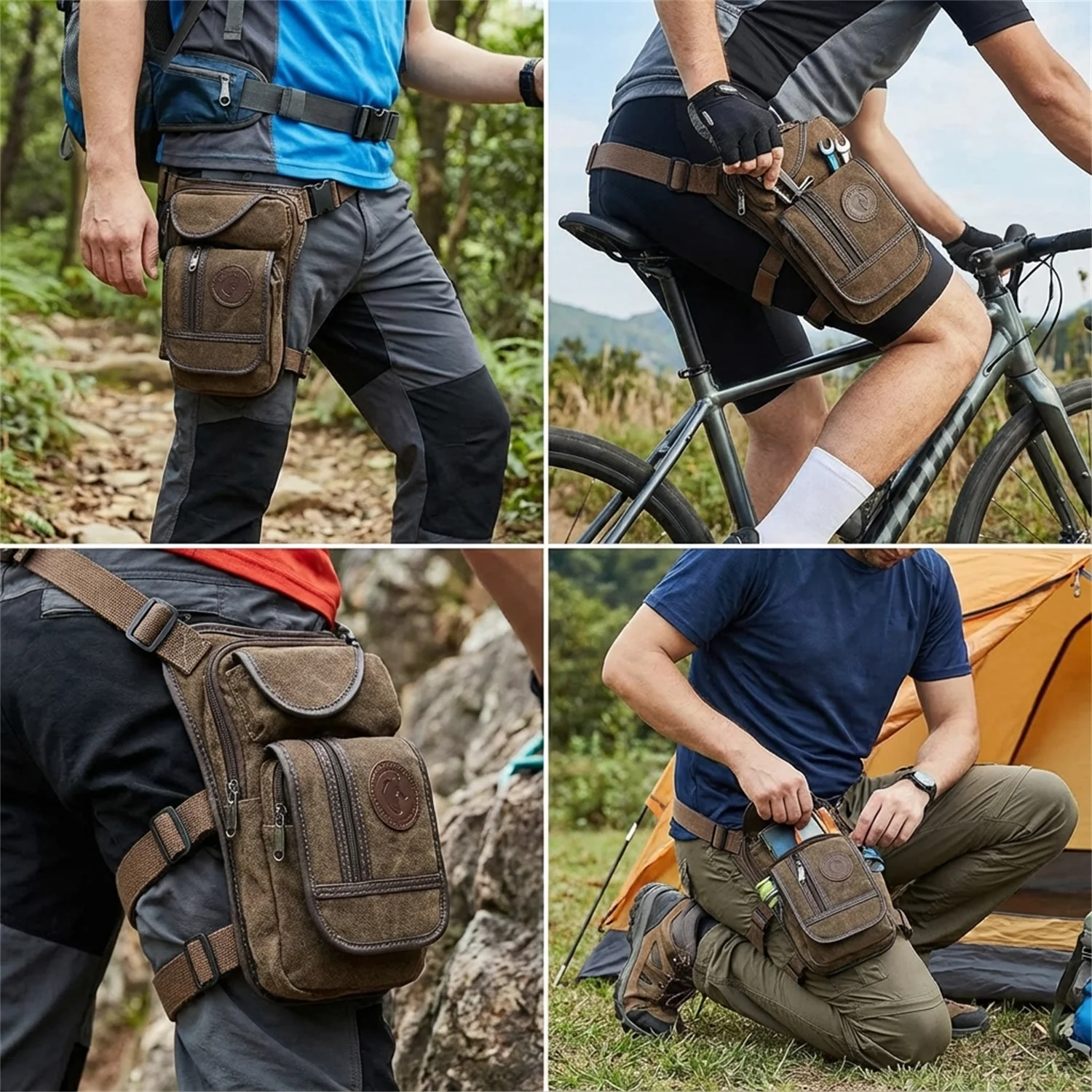 

Canvas Drop Leg Bag Outdoor Waist Pack for Men Women Motorcycle Cycling Multi-Pocket Waist Fanny Pouch Travel Hiking Thigh Bag