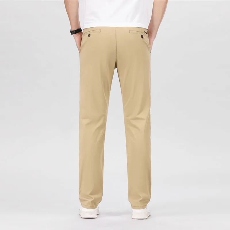 New Four Seasons Mens Cotton Casual Pants Clothing Solid Color Straight Business Loose Male Classics Brand Slim Fashion Trousers
