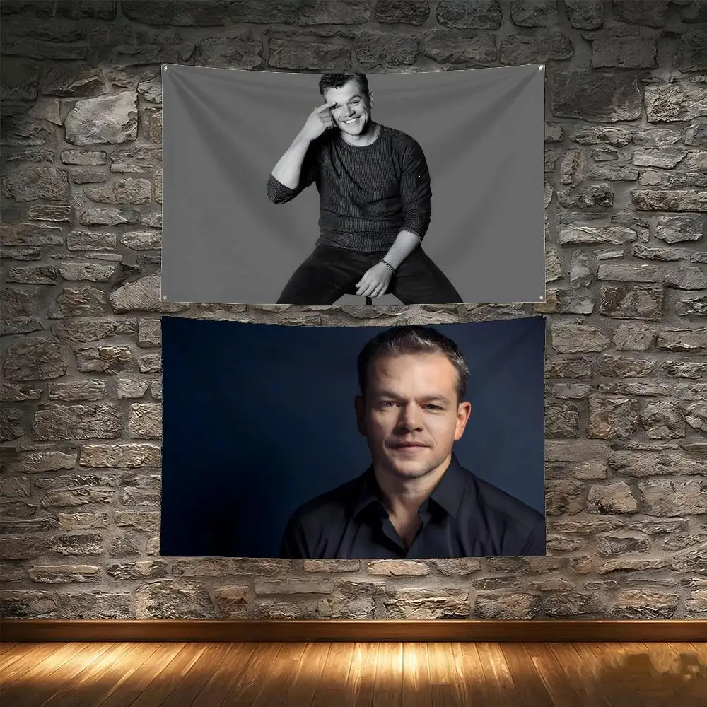 superstar M-Matt Damon Flags Tapestry Creative Pattern Photo Living Room Wall Art Party Outdoor Decor