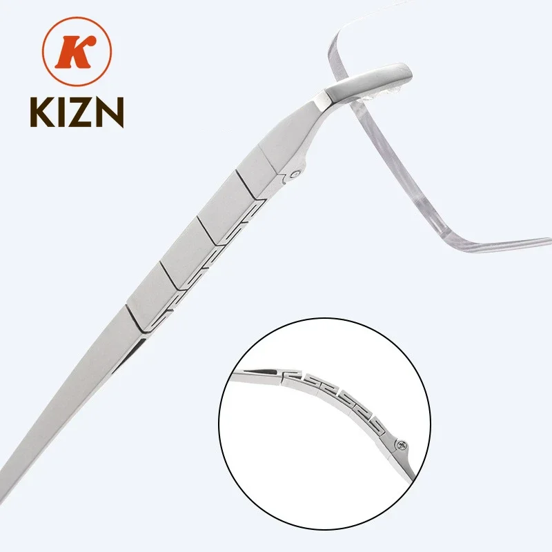 نظارات KIZN بدون إطار خفيفة للغاية للأعمال مربعة جديدة، نظارات طبية بدون إطار من التيتانيوم النقي