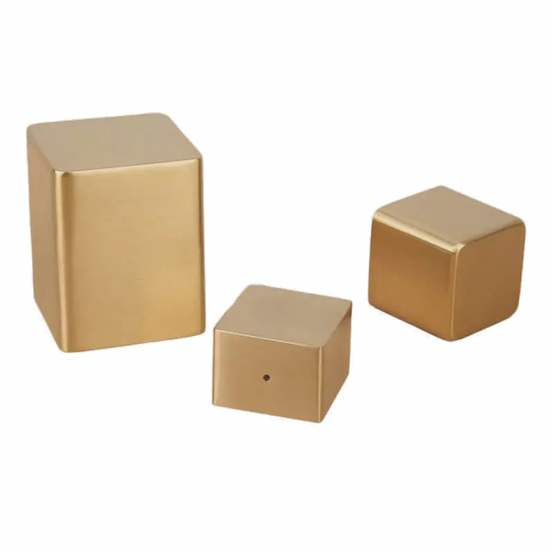 Brass Square Tube Furniture Foot Caps 34x34 36x36 48x48mm Noise Reduction Floor Protection Decoration Dining Room Chairs Sofas