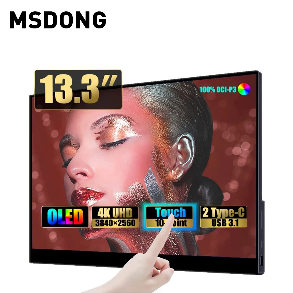 

13.3" 4K OLED Touch Screen Monitor oled A+ Portable Monitor 3840 100%sRGB Laptop Extended Screen For ps4 ps5 switch Xbox Phone