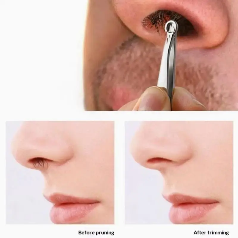 Stainless Steel Nose Hair Trimming Tweezers Eyebrow Manicure Facial Scissors