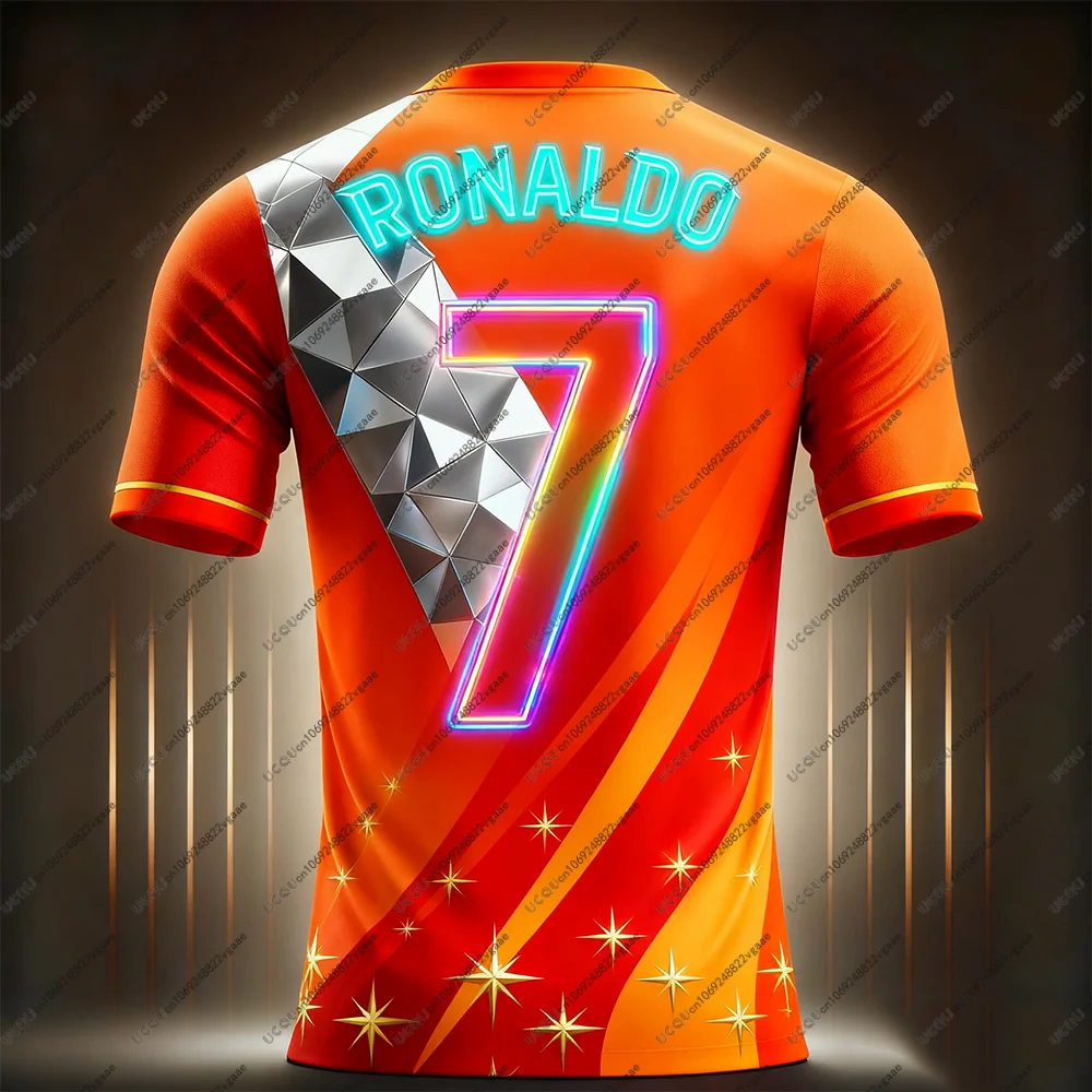 كرة القدم جيرسي المحملة الرجال هدية كرة القدم في الهواء الطلق البرتغال تنفس رياضية عادية الذكور الصبي تي شيرت التجفيف السريع الأعلى رونالدو 7 #5