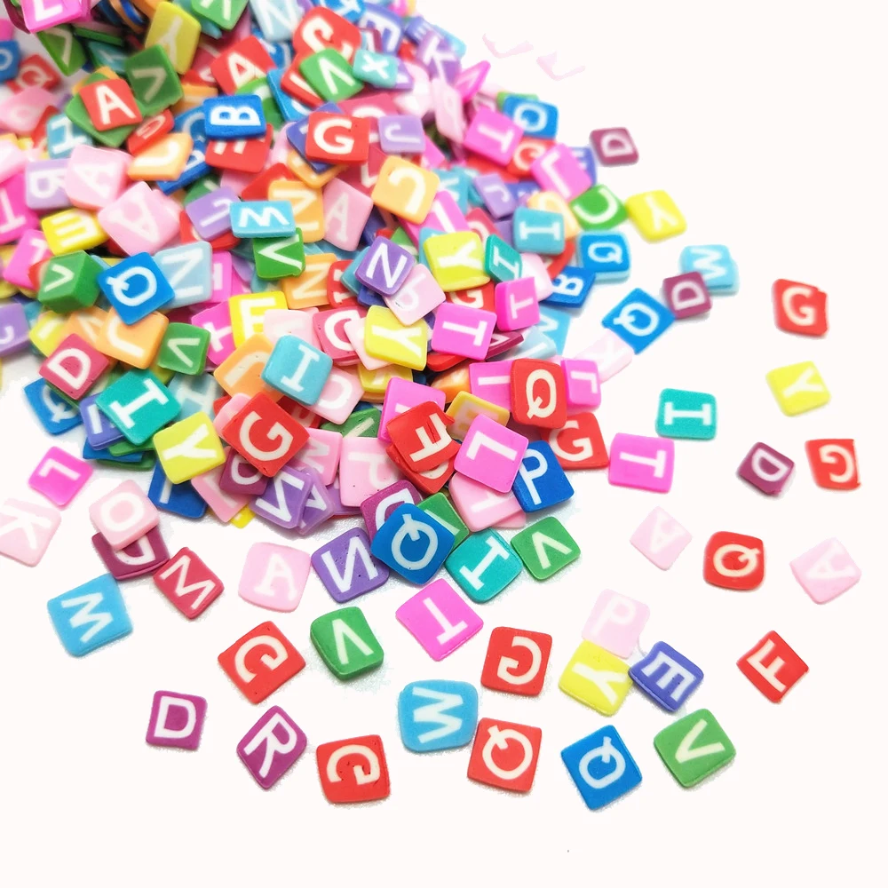 20g/lot 5mm English Letters of Alphabet Character Polymer Clay Colorful for DIY Crafts Tiny Cute Accessories Assorted