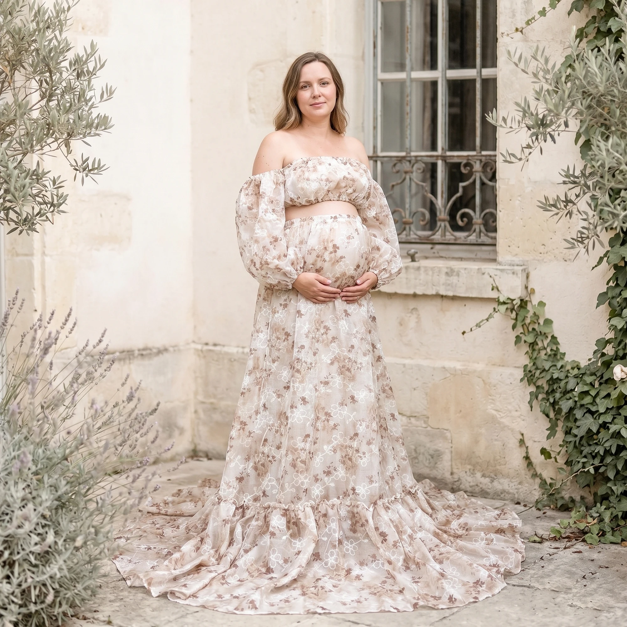 Don&Judy Off Metallic Thread Floral Embroidered Strapless Two-Piece Set Prom Dress Wedding Bridesmaids Dress for  Photoshoot