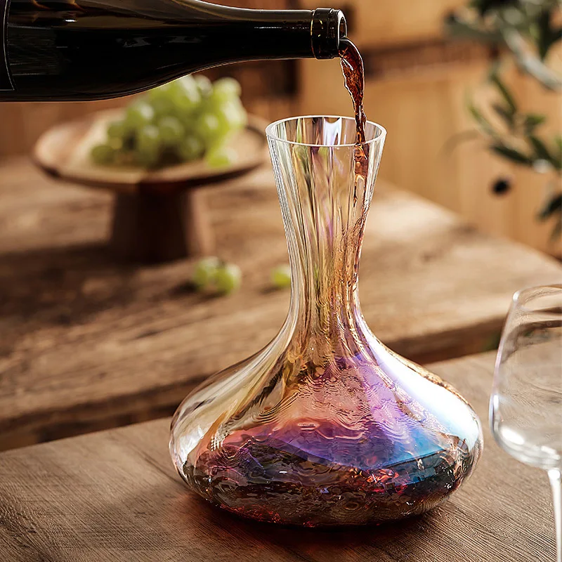 2500ml Large Capacity Decanter Nordic Style Home Decor Wineware Stripe Rainbow Crystal Wine Decanter Sober Container Bottle Pot