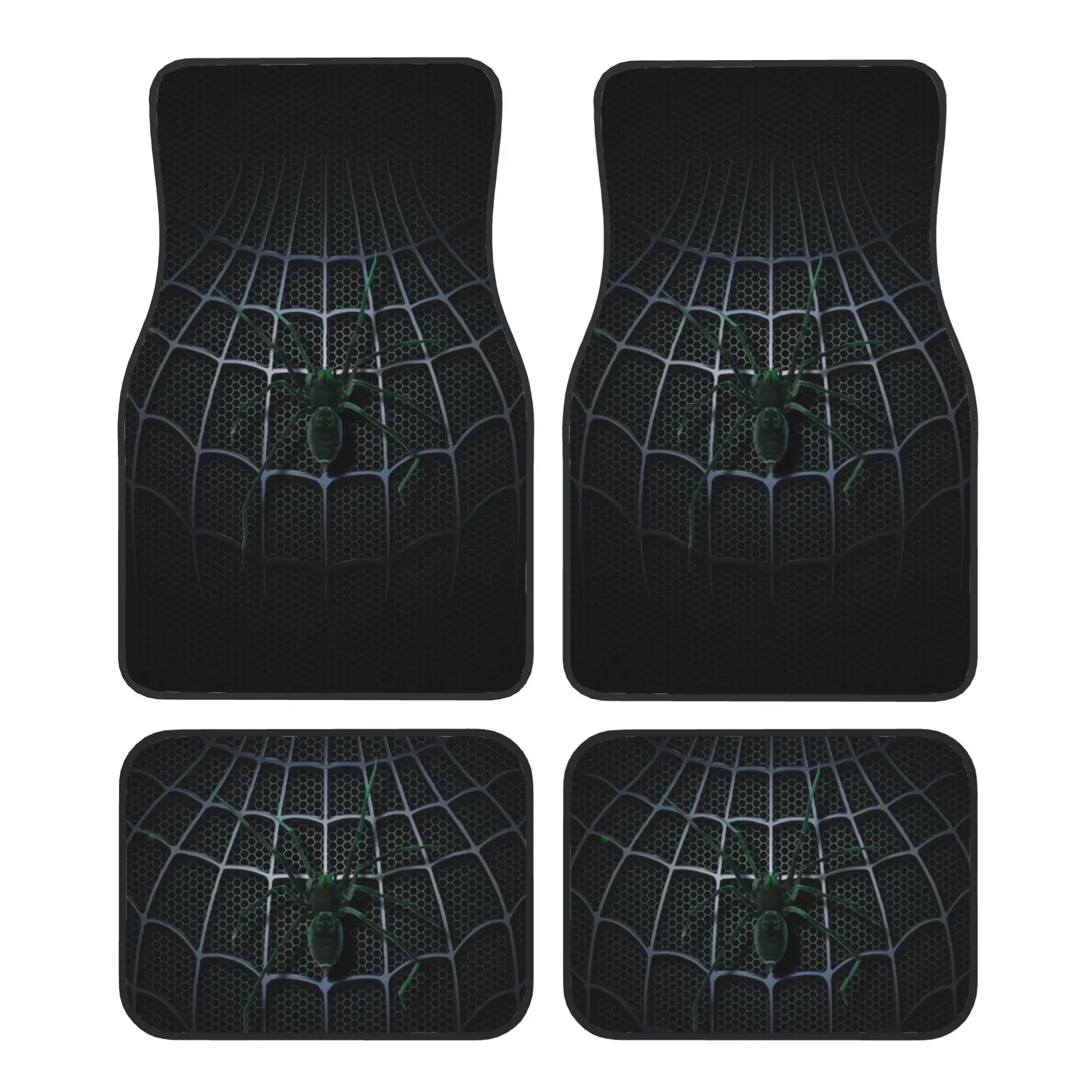 Spider Web Car Floor Mats of 4 Pieces Crystal Velvet Non-Slip Carpets Rugs  Universal Car Front Rear Carpets Foot Mats