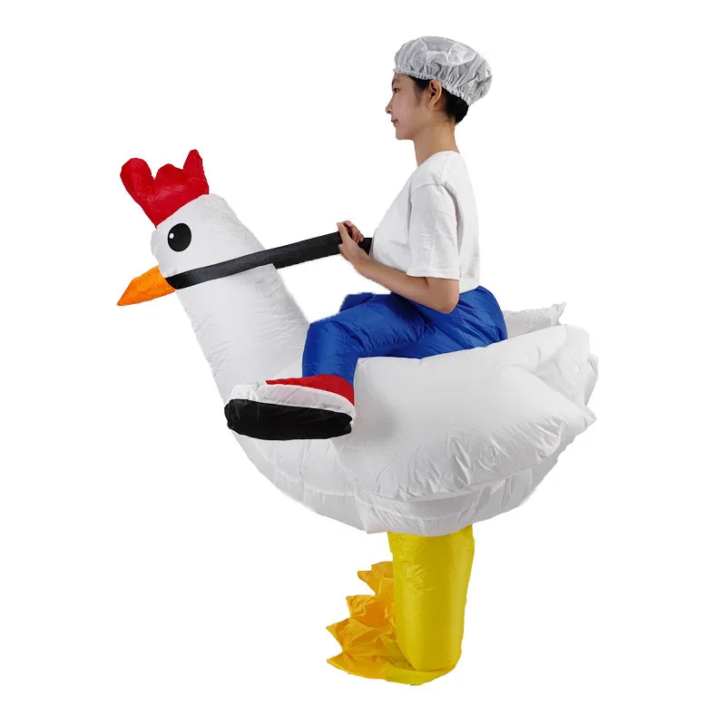 Halloween White Rooster Riding Show Inflatable cock Props Performance Costume Mascot Red Rooster Cosplay Party Inflated Garment