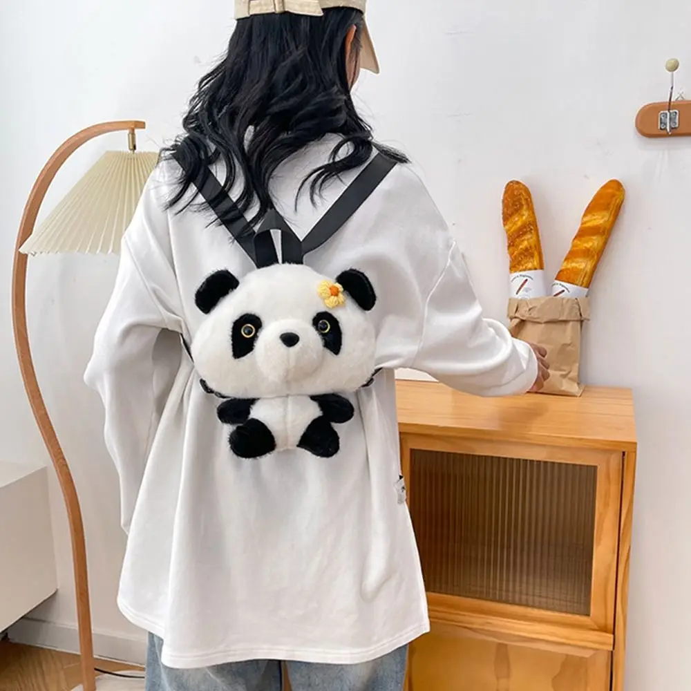 Fashion Stuffed Animals Panda Backpack Plush Toy Fluffy Plush Shoulder Bag Cute Cartoon Soft Schoolbags Coin Purse