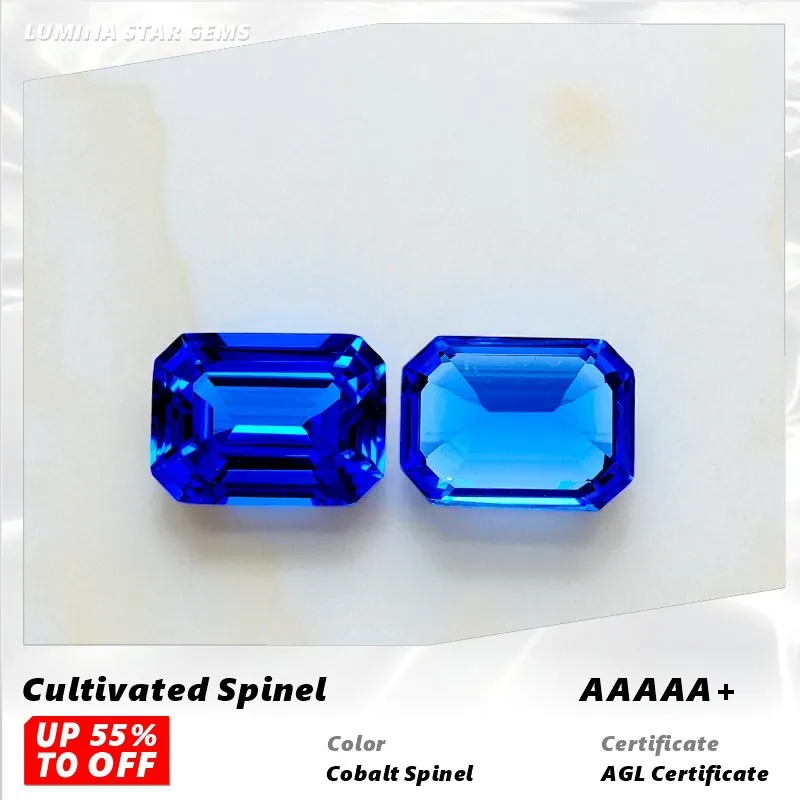 

L-Cobalt Spinel Emerald Shape Lab Grown Gemstone Wholesale with Certificate DIY Charms for Jewelry Making Natural Colour