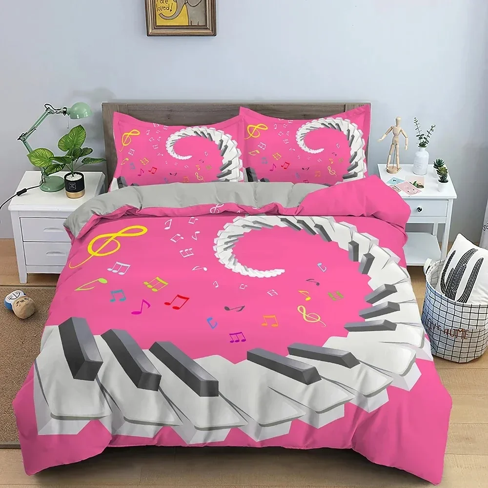 

Top Music Pattern Bedding Set Piano Key Duvet Cover Set Luxury King Full Quilt Cover For Bedroom With two Pillowcase Bedclothes